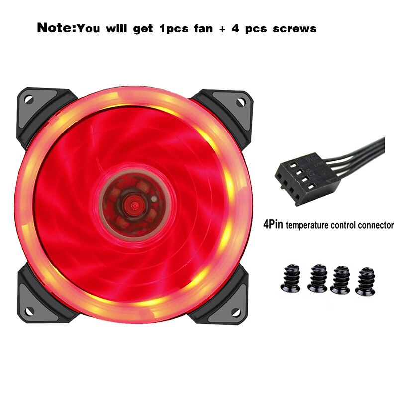 90mm LED Light 4PIN 3PIN PC Desktop Computer Case Cooling Cooler Fan 12V 9225 92x92x25mm GPU CPU Cooler Double Halo Light: 1pcs Red-4PIN