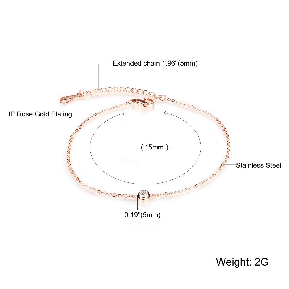 Mnwt Rvs Enkelbanden Voor Vrouwen Zirconia Vrouw Enkelband Casual/Sportief Rose Goud Kleur Dame Sieraden