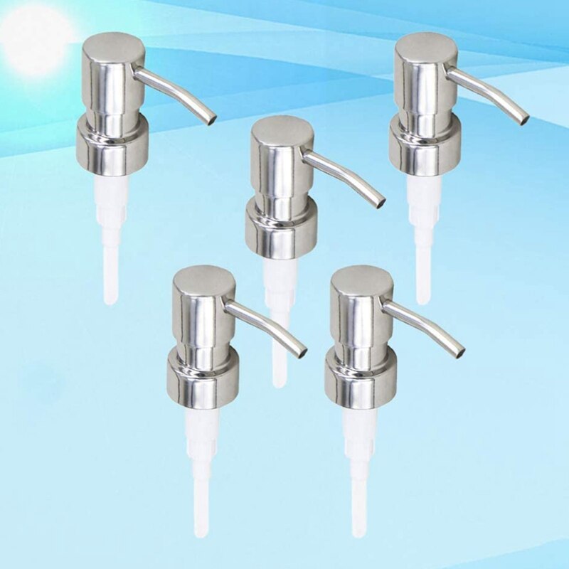 5Pcs Rvs Zeep Pomp Vervanging 28 Tanden Metalen Fles Nozzles Lotion Dispenser Hoofd