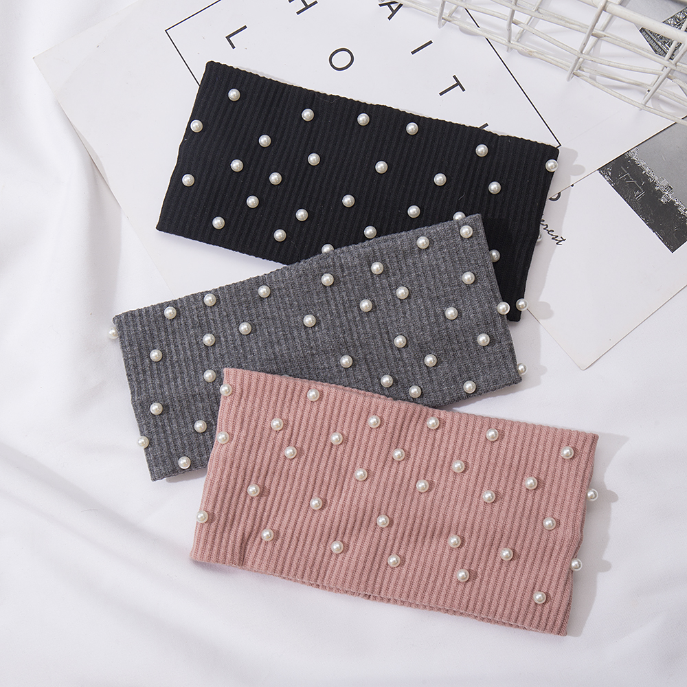 Bandeaux élastiques avec nœud pour femmes, bandeaux avec perles, turban, bandana, coiffure chaude, accessoires pour cheveux, sauna, automne, hiver