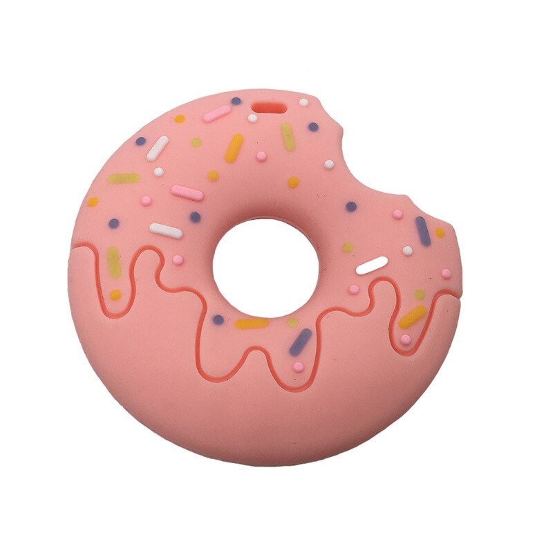 Mode siliconen donut bijten tanden Baby molars tandpasta biscuit hanger kinderen food grade siliconen materiaal: Roze