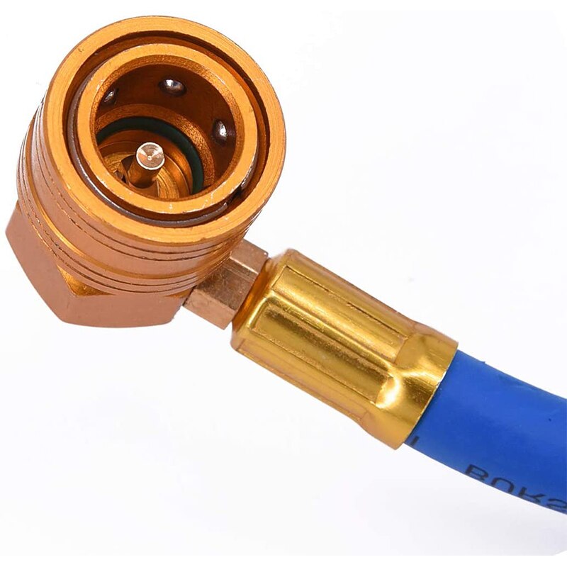 R134A AC Refrigerant Recharge Hose Kit with Measuring Pressure Gauge and 1/2 Inch Can Opener Tap Dispensing Valve Fit