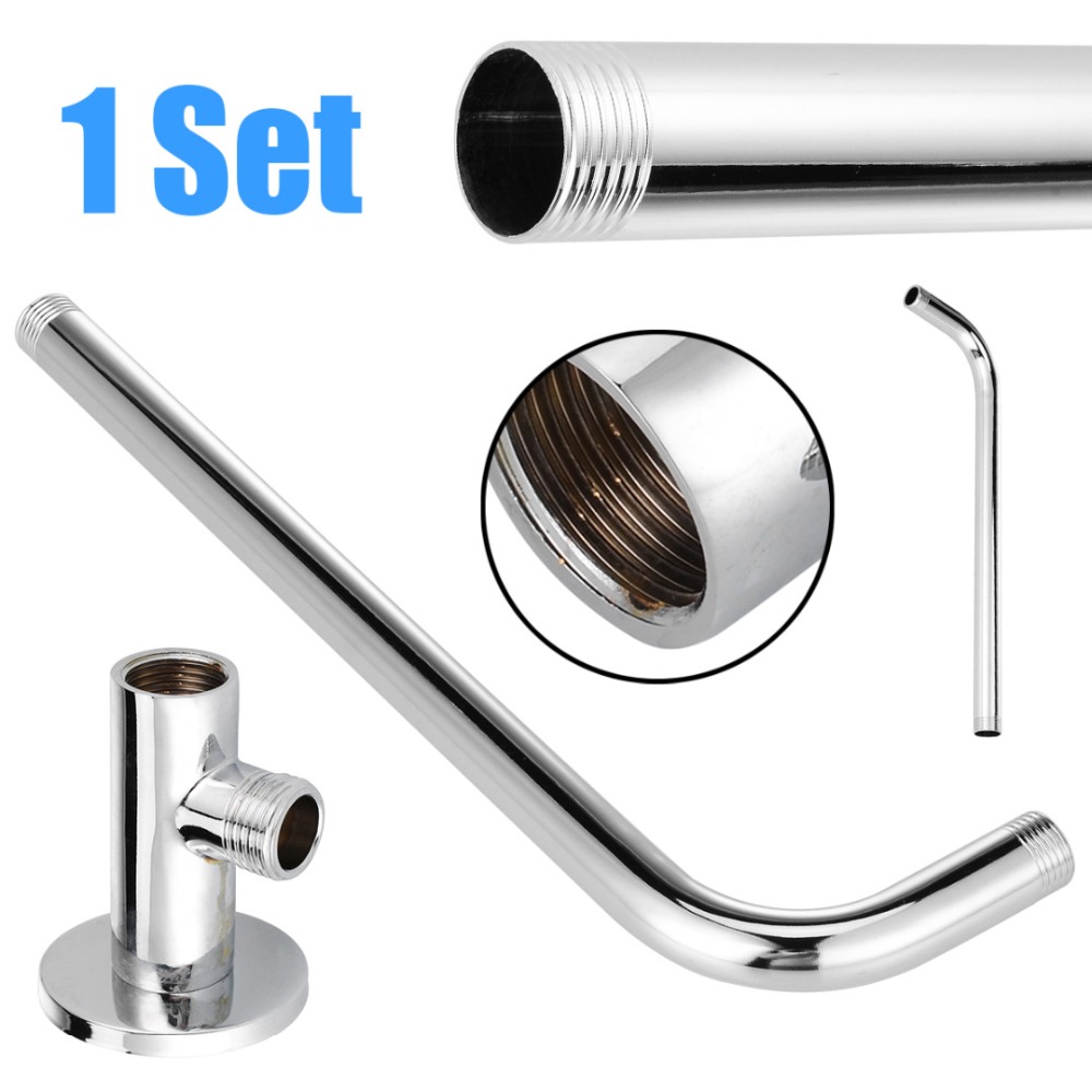 1set Chrome Bathroom Rain Shower Head Extension Arm Extension Height Wall Mounted Shower Arm for home Bathroom Hardware