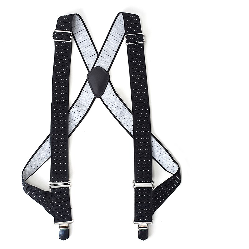 Men's Side Clip Trucker Work Suspenders 3.5cm Wide Heavy Duty Big and Tall Adjustable Elastic Trouser Jeans Braces Strap Belt: Black dots