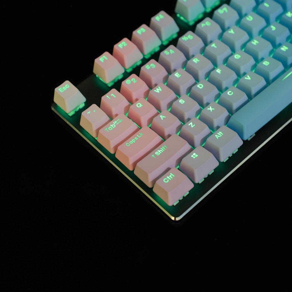 YMDK Double Shot 108 Dyed PBT Shine Through OEM Profile Rainbow Carbon Sunset Hana Keycap For MX Switches Mechanical Keyboard