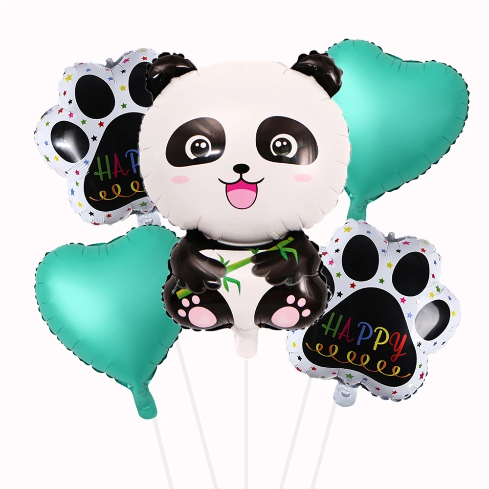 6Pcs Dieren Thema Cartoon Ballonnen Panda Folie Helium Panda Poot En Ster Hart Ballons Verjaardag Baby Shower Decoratie Kids speelgoed: Style4