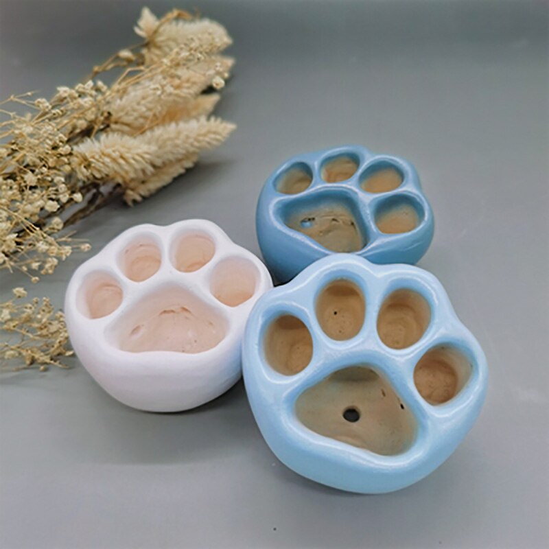 Lovely Multicolor Cat Paw Cement Flower Pot Mini Succulent Plant Container Desktop Home Ornament Garden Planter Small: A