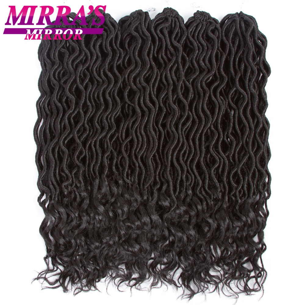 Mirra's Mirror 18" Goddess Faux Locs Crochet Hair Black Crochet Braids Synthetic Braiding Hair Extensions 24 Strands