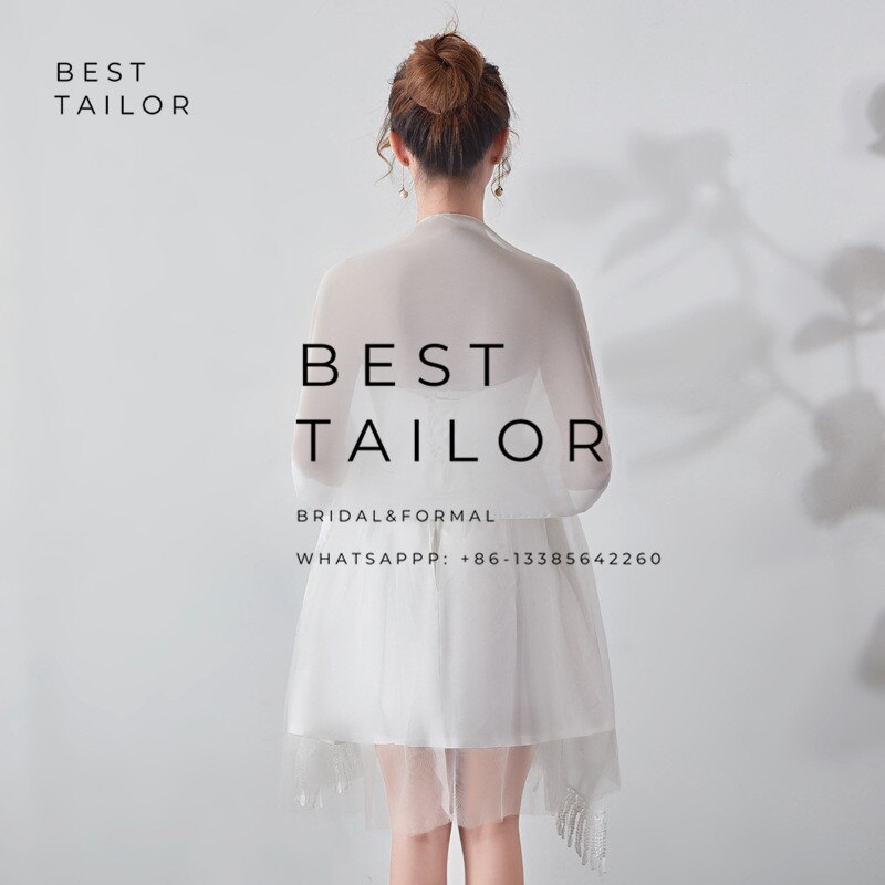 Color Available ! Wedding Jackets Bolero Bridesmaid Scarf Shawl Tassel Appliques Formal Party Gown Chiffon Wedding Accessories: Ivory