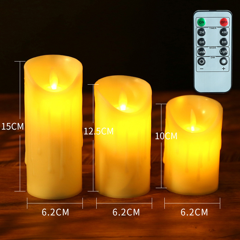 3Set Moving Flame Led Candle Lights AA Battery Operated LED Pillar Candles with Remote Flickering Tealight Wedding Party Decor: camel