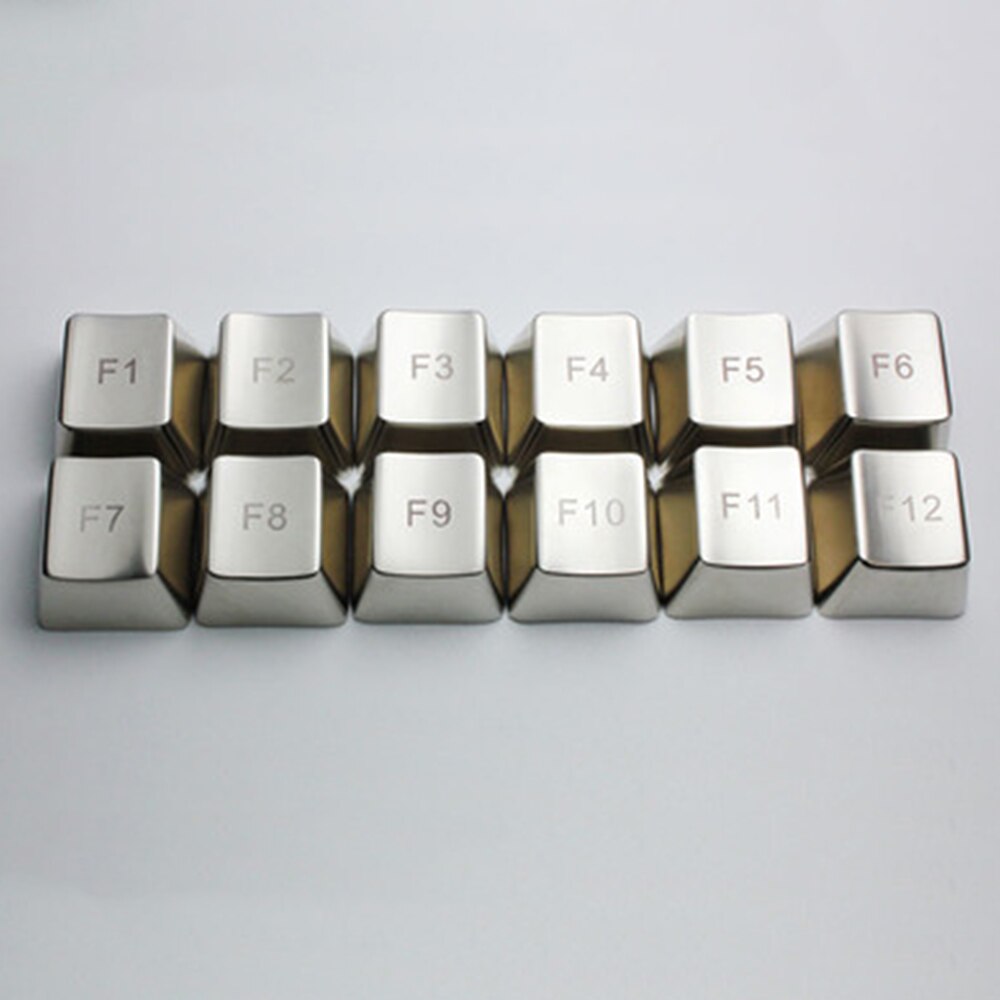 OEM Profil Silver Color Mechanical Keyboard 37 Key Metal Key Caps For Cherry MX Switch Keyboard Zinc Alloy Keycaps: Silver12