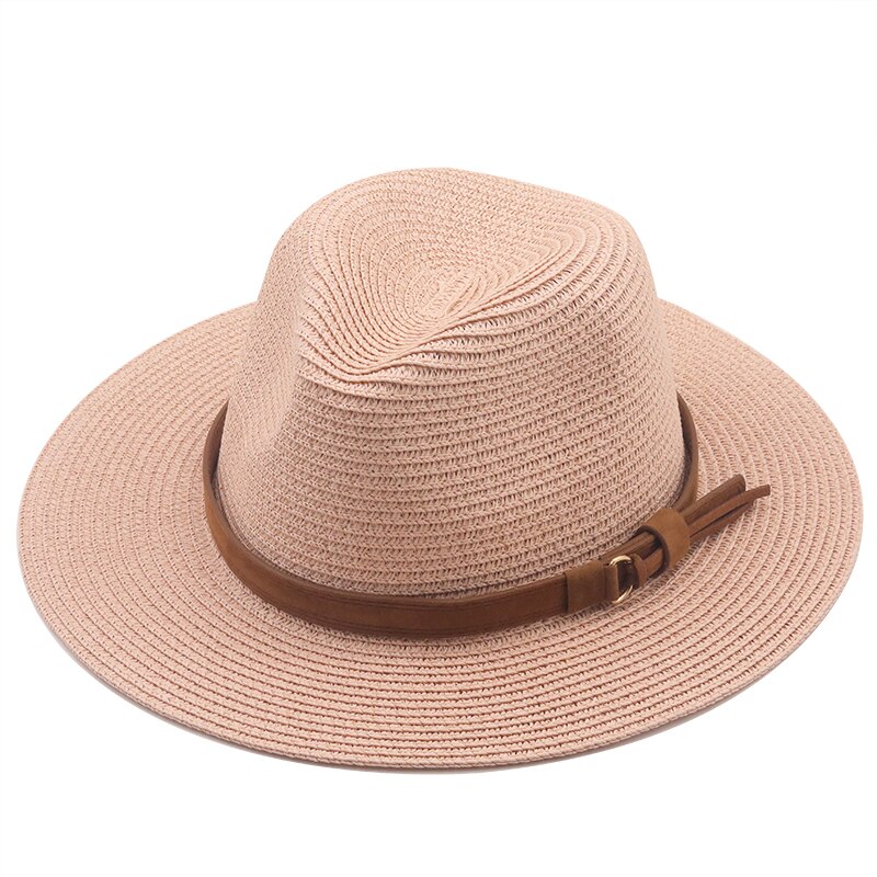 Panama Hoed Zomer Zon Hoeden Voor Vrouwen Mannen Strand Strooien Hoed Mode Uv Zon Bescherming Reizen Cap Chapeu Feminino: pink