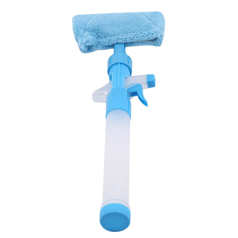 Glass Cleaning Tool Multifunctional Telescopic Rod Window Cleaner Mop Squeegee Wiper Long Handle Rotating Head Brush: blue