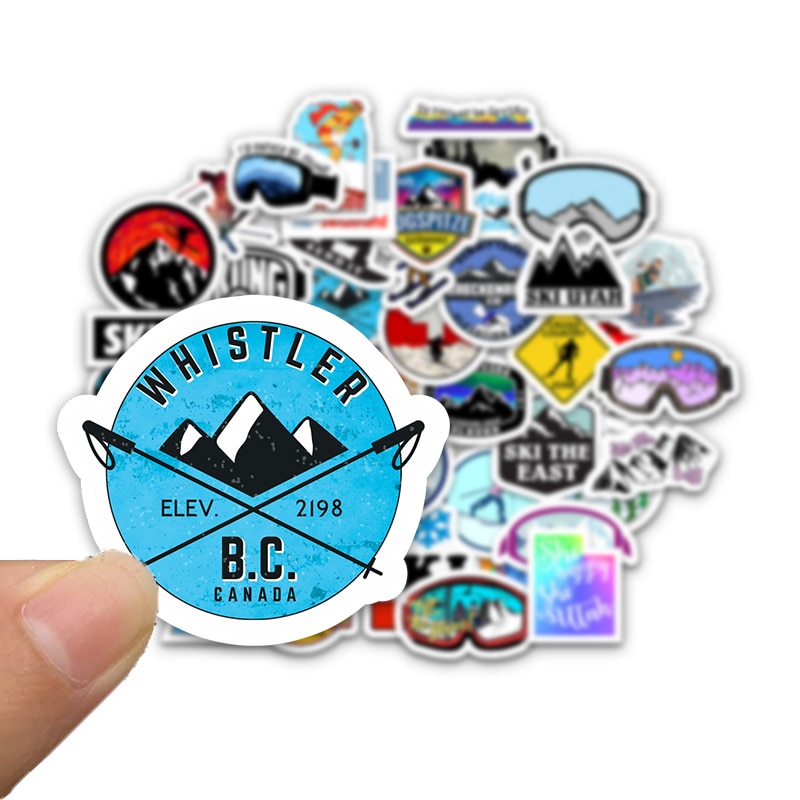 50PCS vsco Winter Ski Stickers Adventure Camping Forest Decal For Laptop Fridge Phone Skateboard Suitcase Sticker Pack