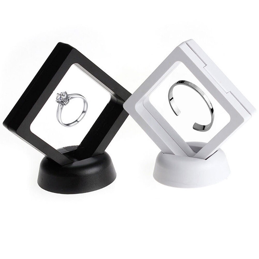 Floating Picture Frame Shadow Box Jewelry Display Stand Ring Pendant Holder Protect Jewellery Stone Presentation Case 3D Boxs