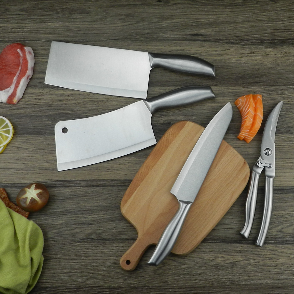 Stainless Steel Kitchen Knife Set 1-4PCS Chopping Cleaver Chef Knives Chicken Bone Scissor Cooking Tool Cutting Slicing Meat