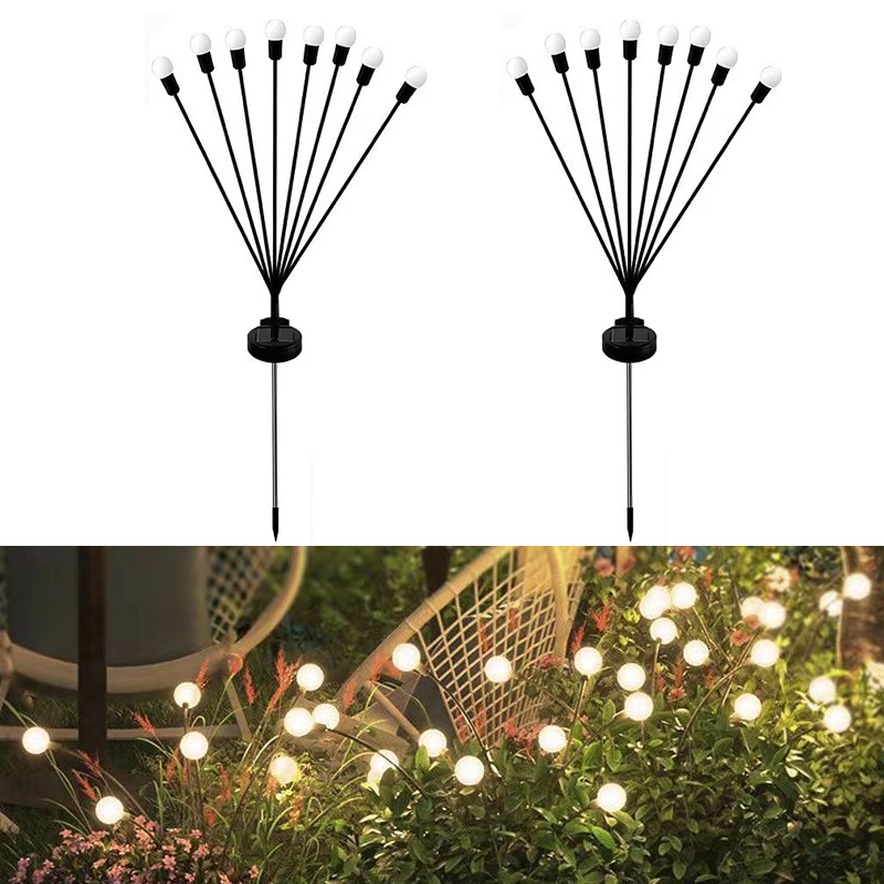 Outdoor Solar Lights LED Fairy Firefly Lawn Lamp Garden Summer Camping Party Wedding Yard Atmosphere Decoration: Sea Blue / 0-5W
