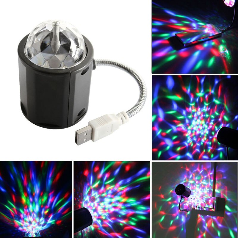 USB Mini RGB Unieke 2 in 1 LED Auto Rotating Party DJ Disco Podium Verlichting + Witte Led Bureaulamp