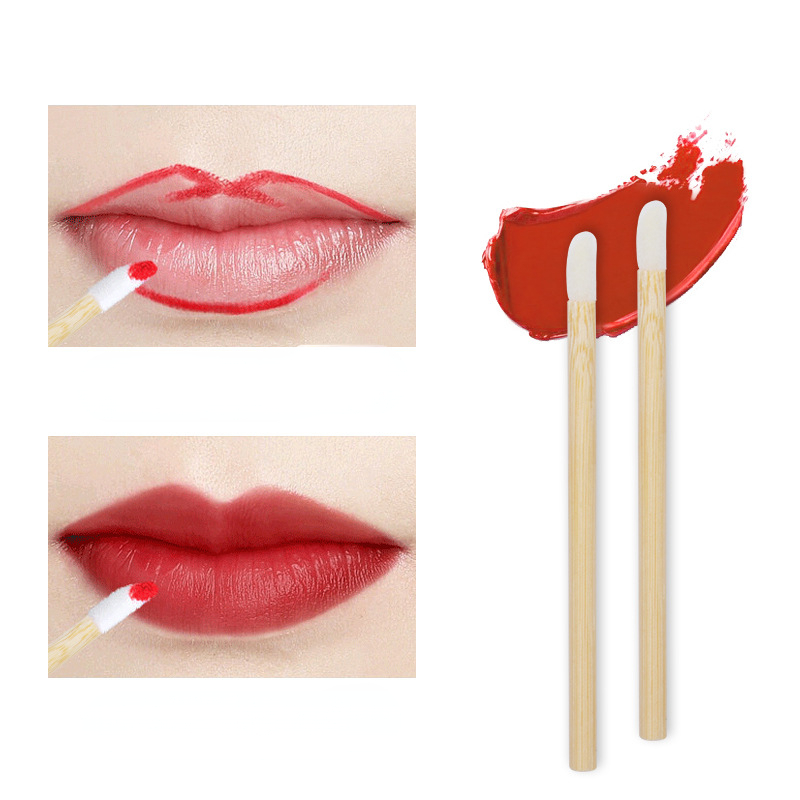 Disposable Lip Brush Stick Portable Lip Gloss Brush Makeup Brush Beauty Tool Bamboo Stick Lipstick Brush