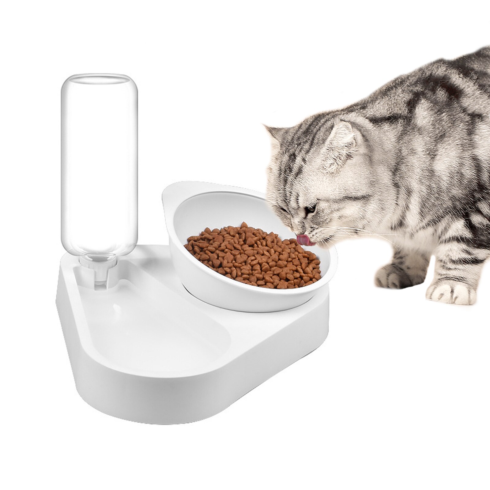 Automatische voerbak voor honden en katten, voerbak met waterdispenser, dubbele drinkbak, verhoogde staande kom, dierenbenodigdheden