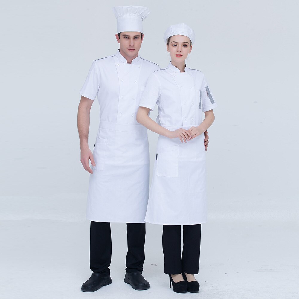 M-4XL restaurant chef uniforms double breasted white chef shirts catering work clothes short sleeves Chef Jackets