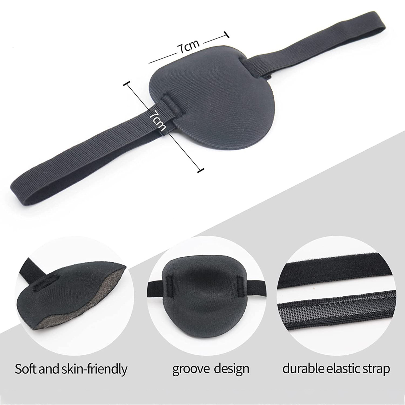 1 Uds parche de un solo ojo negro ajustable suave ambliopía parches de ojos perezosos para ojos izquierdo o derecho parche de ojo cóncavo para adultos
