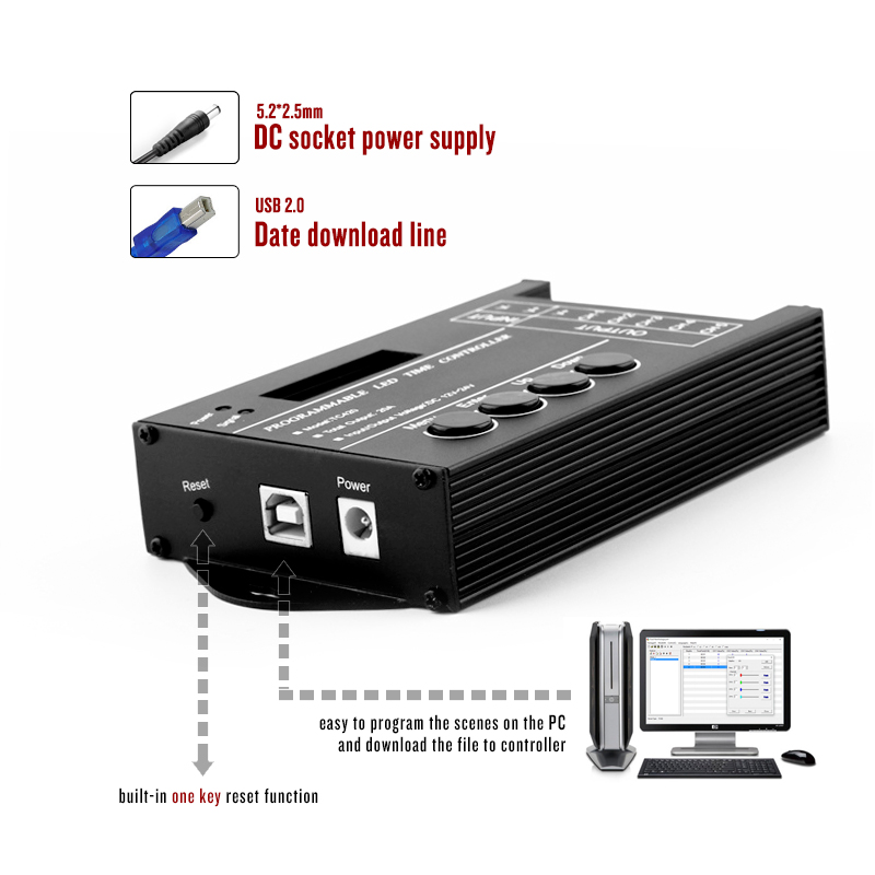 Verbeterde TC420 TC421 Tijd Programmeerbare 5 Ch Output Led Strip Licht Controller, Veel Gebruikt In Aquaria, aquarium, Plant Grow