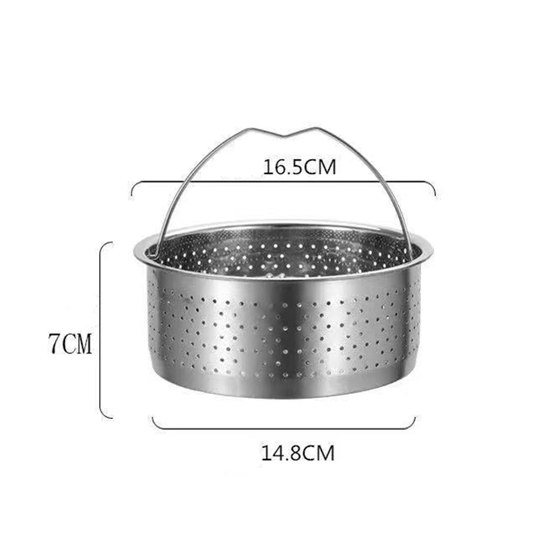 Kitchen Stainless Steel Food Steamer Basket with Silicone Handle Feet Rice Pressure Cooker Steaming Grid Cooking Utensils: 16.5cm