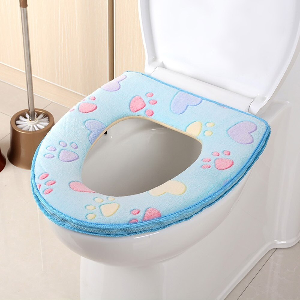 toilet seat cover Bathroom Warmer Toilet Seat Cloth Soft Closestool Washable Lid Top Cover Pad toilet accessories