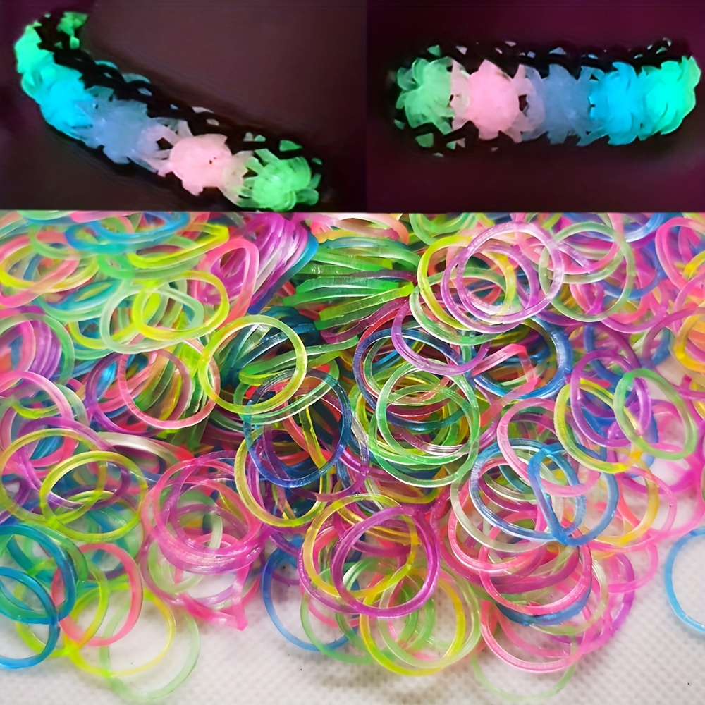 Ensemble de bandes de métier à tisser, Kit de fabrication de bracelets à faire soi-même, Kit de bandes de métier à tisser lumineuses fluorescentes transparentes, Kit de démarrage d'élastiques colorés avec