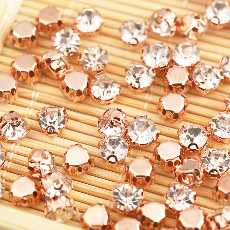 RESEN 6mm 100pcs Naaien Klauw Strass Rose Gold Base Glas Naaien Accessoires Stones 3D Naaien Voorkomen Krassen trouwjurk