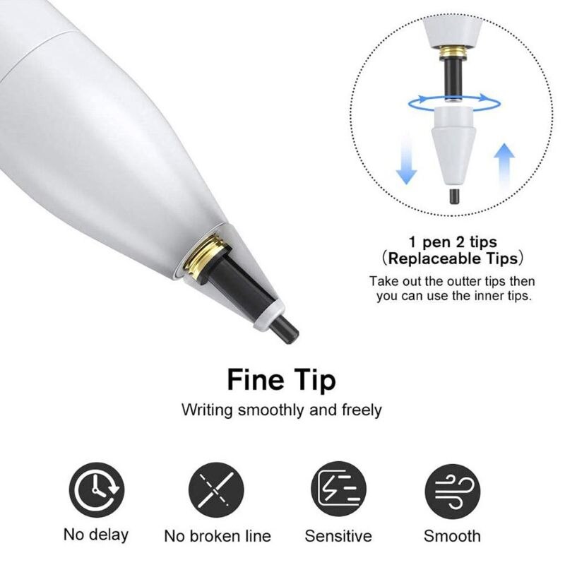 Stylet stylet pointe Fine stylet actif avec rejet de la paume sans aucune rayure pour i-pad et autres téléphones et-roid