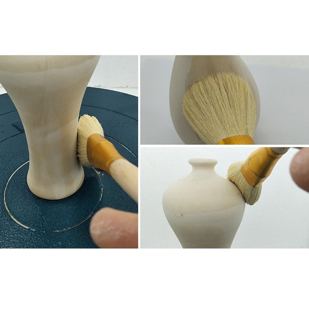 Brocha de madera de arcilla con cabeza grande de cerámica, pinceles de pintura de artistas, herramienta de limpieza para modelado de esculturas cerámicas de arcilla