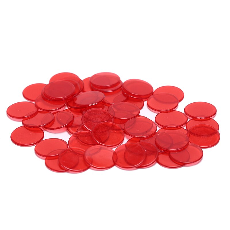 50 stykke lomme mini poker chips lille skive plast gennemsigtig farve poker chips runde bingo chips: Rød