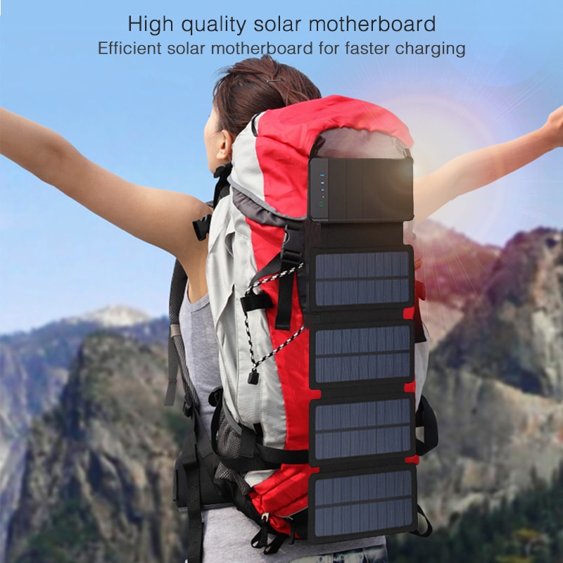 Cargador solar plegable, Banco de energía, panel Solar, batería sunpower de 30000mah, células solares para exteriores, paquete de batería solar externa