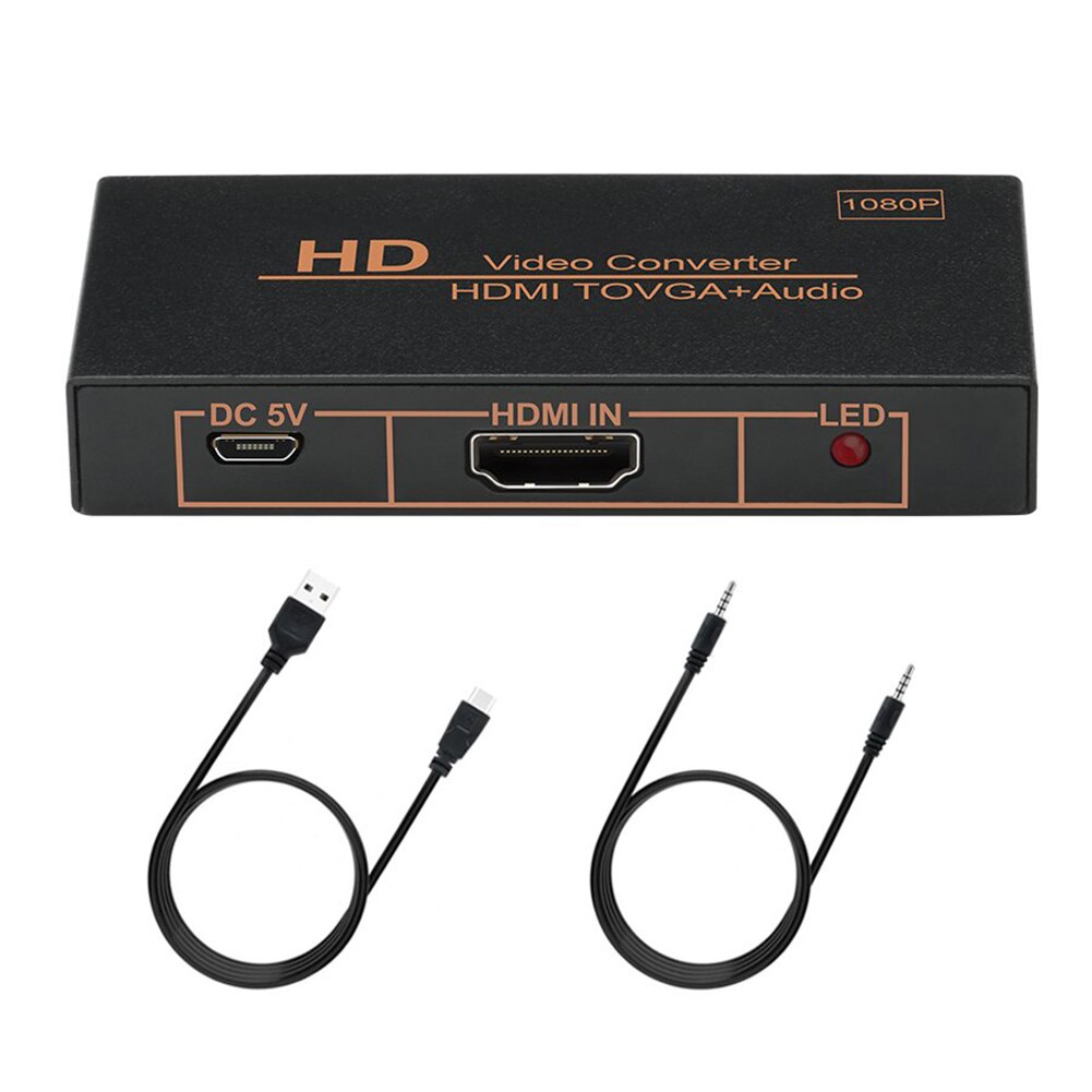 Til bærbar computer bærbart stik dongle hun hdmi til vga han hjemme aktiv 1080p kontor konverter adapter led indikator universal