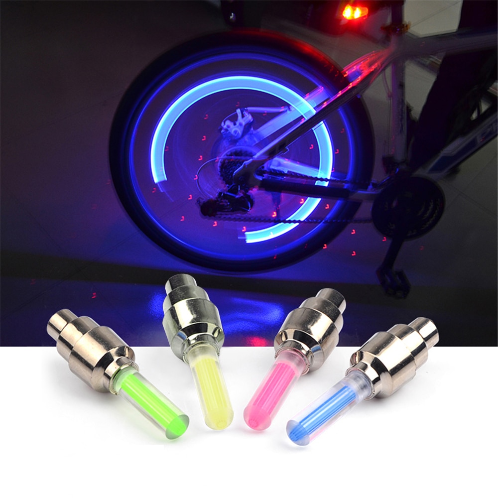 Led Fietslicht Wheel Tyre Ventieldopjes Licht Met Batterij Weg Mountainbike Spaken Lamp Fietsen Lantaarn Fiets Accessoires