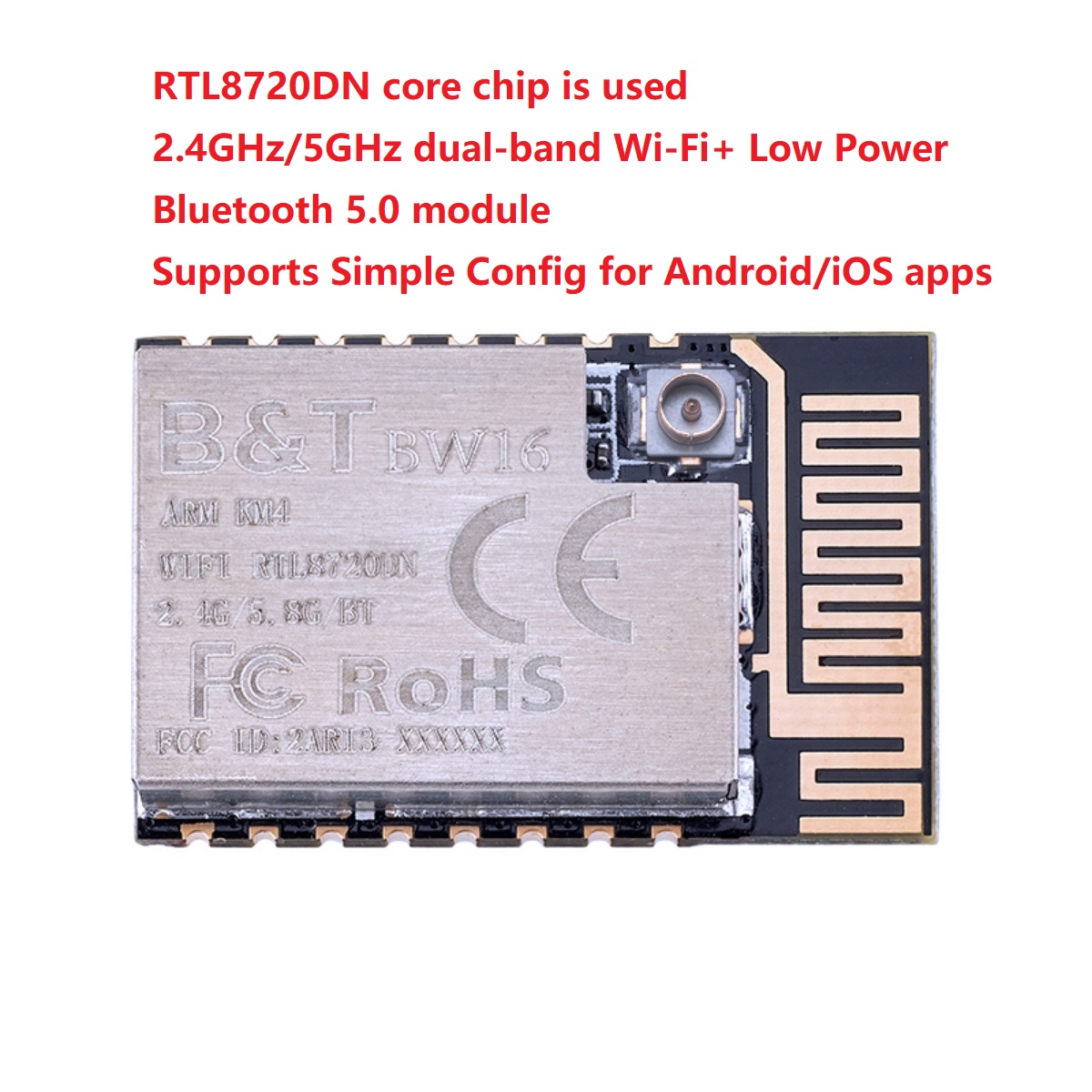BW16 RTL8720DN Dual-band 2.4GHz/5GHz Wi-Fi Bluetooth SoC core module