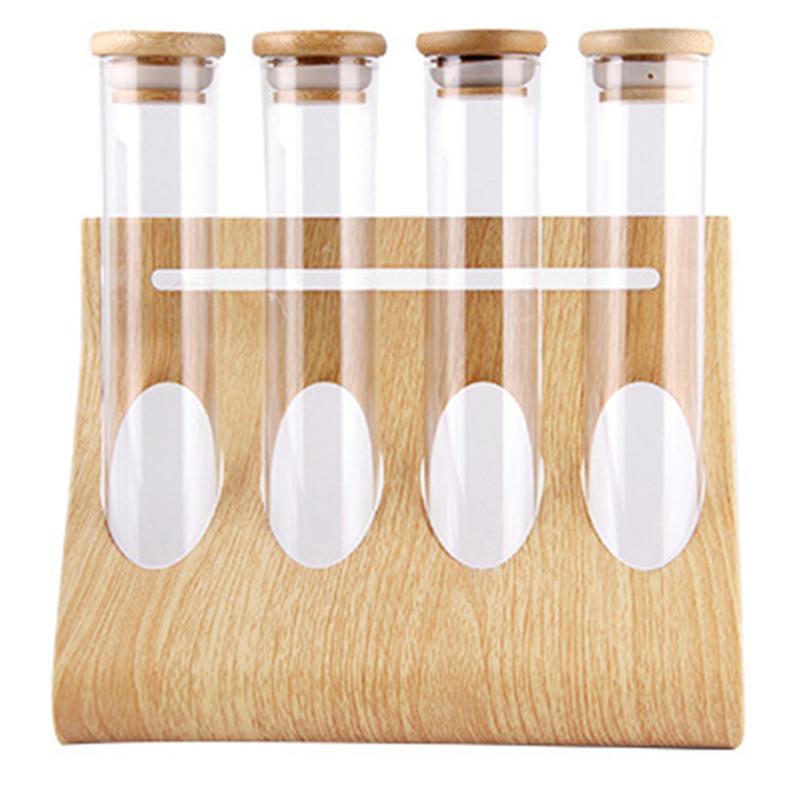 Coffee Beans Tea Display Rack Stand Cereals Canister Glass Test Tube Sealed Storage Rack Clear Glass Bottle Rack