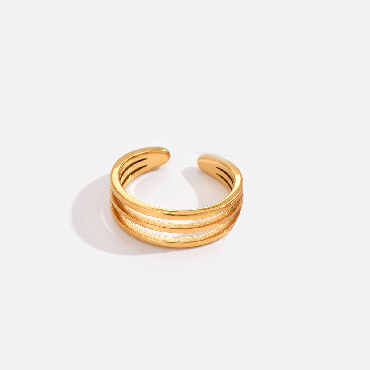 Anillo de pie Simple de acero inoxidable para mujer, niña y hombre, joyería para vacaciones en la playa, 3 uds.: Color dorado