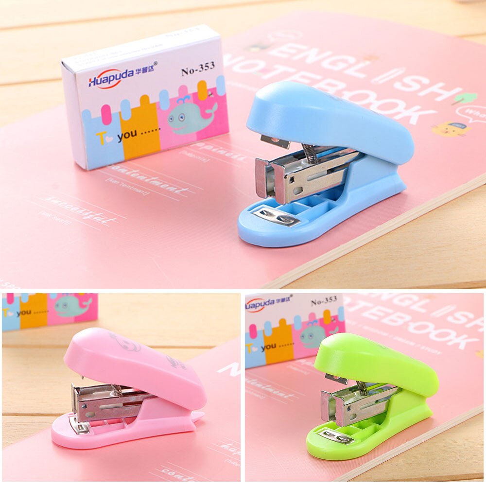 Umitive 1PC Mini juego de grapas de oficina de papelería de encuadernación para máquina de oficina suministros de encuadernación de para estudiantes