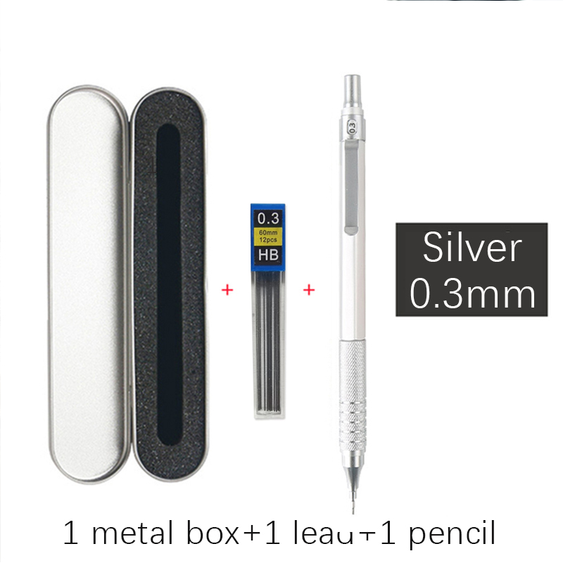 Hochwertiges Druckbleistift-einstellen aus Metall mit Minenminen, Zeichnung, automatischer Bleistift, 0,3, 0,5, 0,7, 2,0 mm, Bleistift für Kunstbedarf: Marine Blau