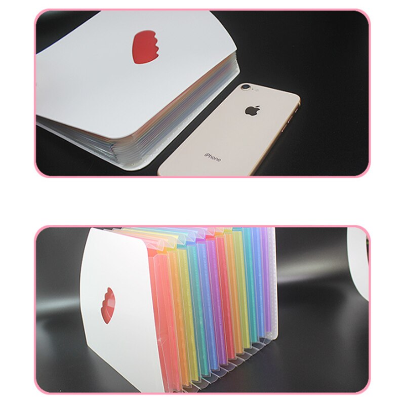 A4 Expandable Accordion Folder Rainbow Mini Standing File Basket Student Paper Storage Folder 13 Pockets Office Data Management