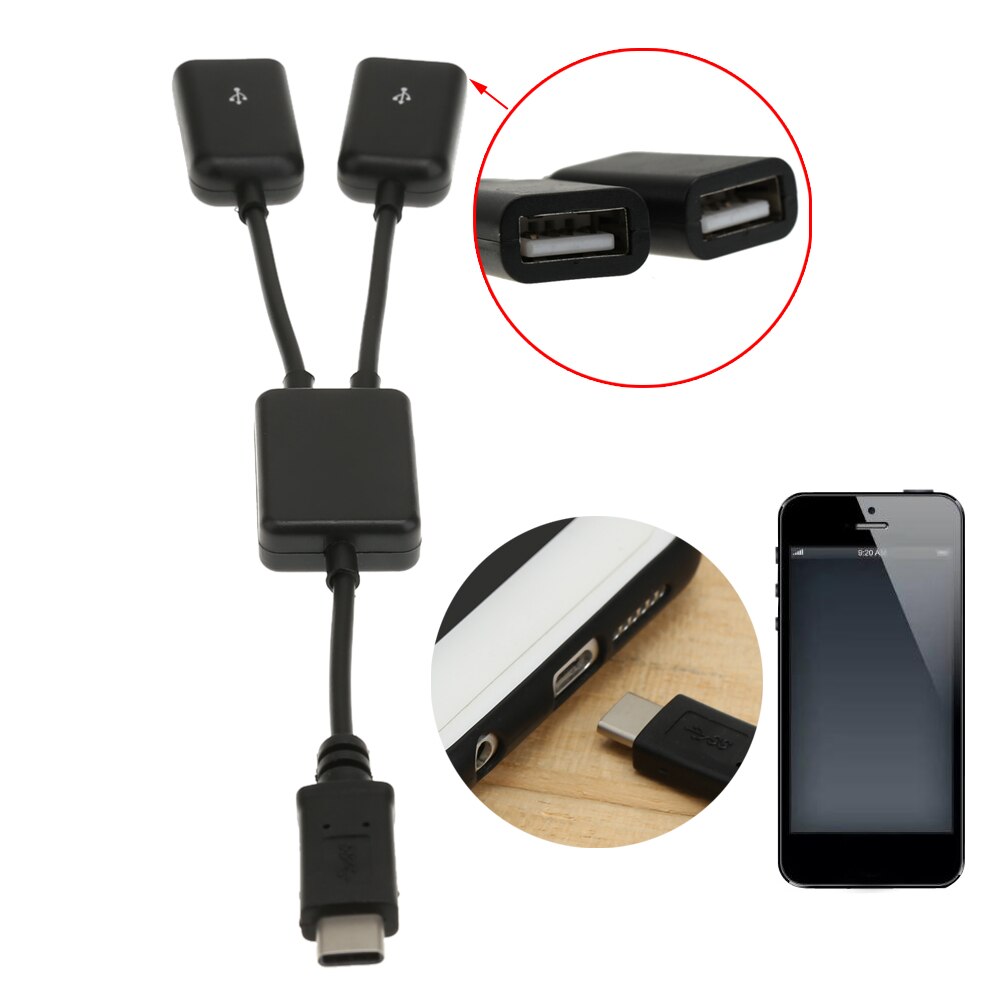 Usb 3.1 Type-C Otg Hub Kabel 2 In 1 Usb C 3.1 Man-vrouw Plug Kabel Hub type-C Om Dubbele Usb 2.0 Converter Kabel