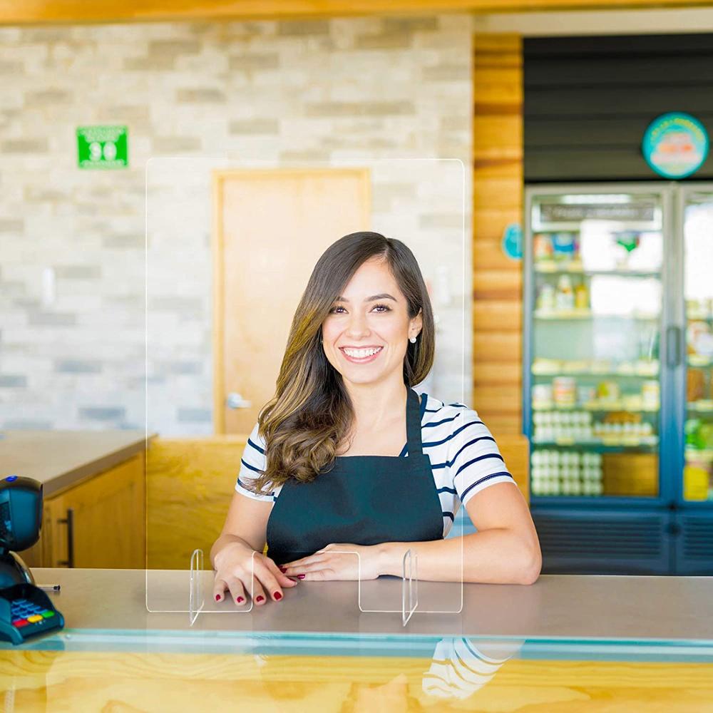 16inchx24inch Plexiglass Shield Clear Acrylic Sneeze Screen Guard For Counter,Office,Reception Desk With Transaction Window