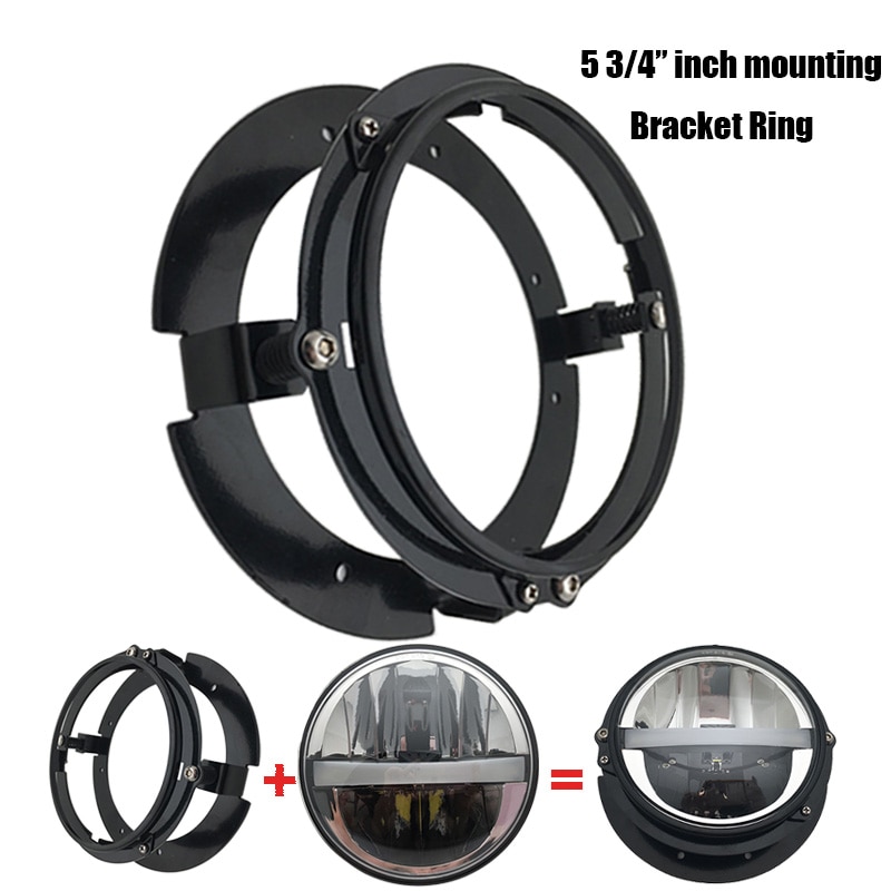 1pcs 5 3/4" Headlight Mounting Bracket Adapter Ring Kit Black Chrome for Motorcycle for 5 3/4 Inch 5.75-Inch LED Headlights