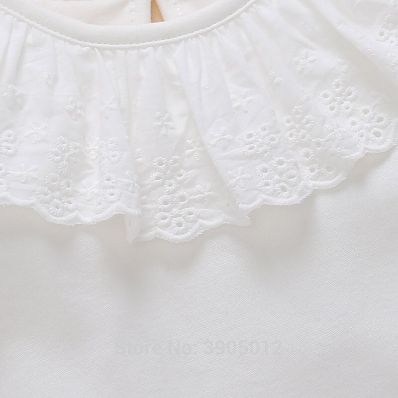 Ropa de bebé recién nacido, camisetas de manga larga, camiseta informal de algodón de encaje blanco para niños, trajes para bebés de 0 a 3 a 6 meses