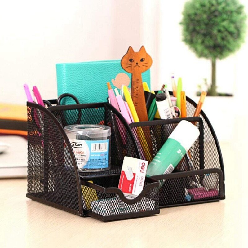 1pcs office stationery multi-function stationery pen holder grid storage box