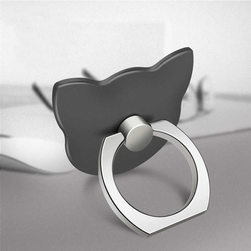 Phone Ring Holder Universal Mobile Phone Grip non-slip Metal/Plastic Finger Ring for Phone/Tablet Holder Stand Cat/Bear: Black cat