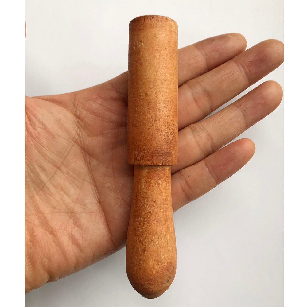Tibetansk sångskål handgjord hård trästriker läderinpackad träpinne klubba 12/18cm alternativ: Ljusgul